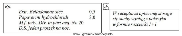 Oblicz ilość trituracji <i>Extr. Belladonnae sicc.</i>, którą 