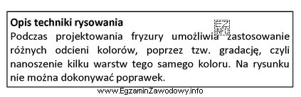 Opis dotyczy wykonania projektu fryzury techniką