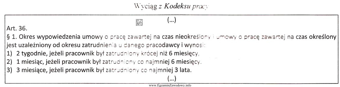 Na podstawie załączonego wyciągu z Kodeksu pracy, wskaż 