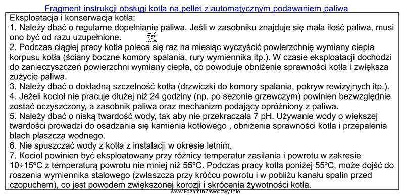 Na podstawie zamieszczonego fragmentu instrukcji obsługi kotła na 