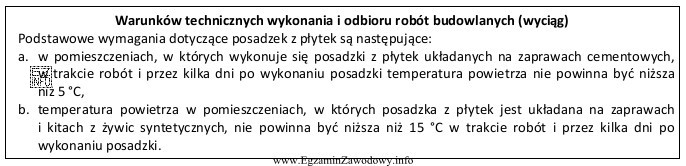 Z przedstawionego wyciągu z warunków technicznych wykonania i 