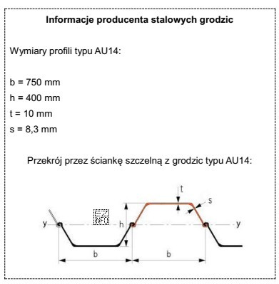 Na podstawie przedstawionej informacji producenta stalowych grodzic określ, ile 