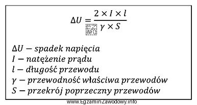 Stosując zasadę stałego spadku napięcia na przewodzie 
