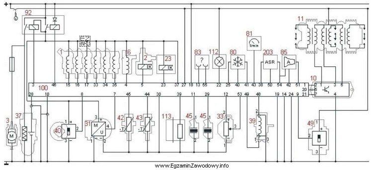 Na schemacie elektrycznym numerem 33 oznaczono czujnik