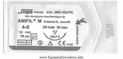 Przedstawiona na zdjęciu nić chirurgiczna posiada wtopioną igłę, któ