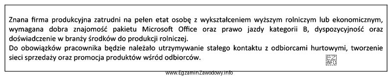 W prasie zamieszczono ogłoszenie z propozycją pracy.<br/> Na 