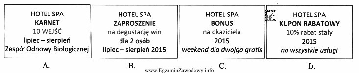 Która z przedstawionych kart jest dla gościa potwierdzeniem 