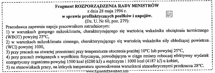Pracownikowi przysługują napoje chłodzące do picia bez 