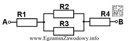 Wartość rezystancji zastępczej RAB dla przedstawionego na rysunku zestawu 