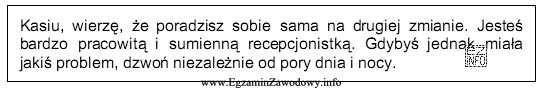 Na podstawie zamieszczonego polecenia, określ w jakim celu kierownik 